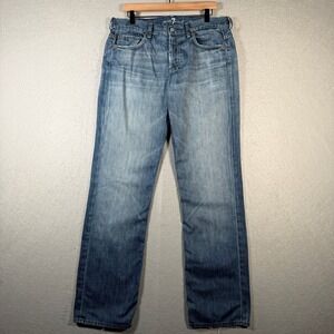 7 For All Mankind Slouchy Jeans Mens 33x33 Blue Denim‎ Button Fly Classic Worn